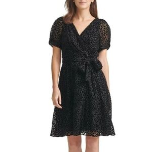 DKNY Womens Velvet Burnout Wrap Dress